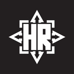 HR Logo monogram with rounded arrows shape design template