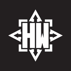 HW Logo monogram with rounded arrows shape design template