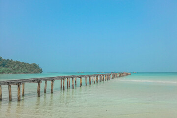 blue sky and blue ocean in Koh Rong island