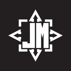 JM Logo monogram with rounded arrows shape design template