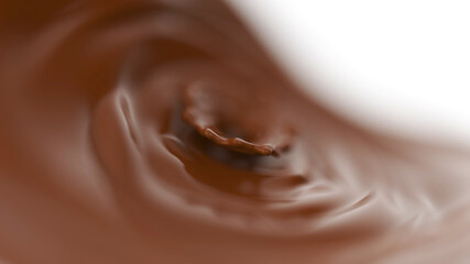 Melted chocolate splash and ripples background. 3d illustration