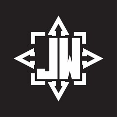 JW Logo monogram with rounded arrows shape design template