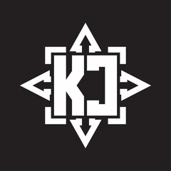 KC Logo monogram with rounded arrows shape design template