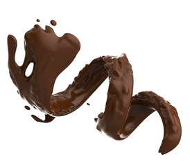 Chocolate sauce spiral splash. Isolated on white background .Clipping path, 3d rendering