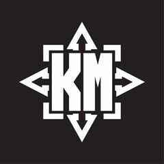 KM Logo monogram with rounded arrows shape design template
