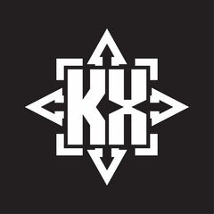 KX Logo monogram with rounded arrows shape design template