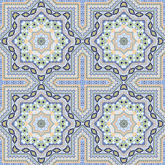 Creative moroccan zellige tile seamless ornament. Ethnic geometric vector elements. Coverlid print design. Stylish moroccan zellige tilework seamless pattern. Line art graphic background.