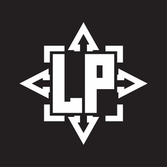 LP Logo monogram with rounded arrows shape design template