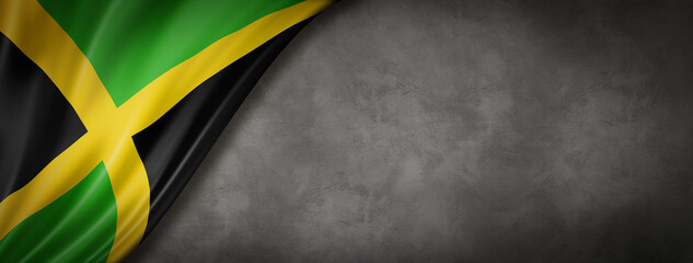 Jamaican flag on concrete wall banner