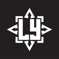 LY Logo monogram with rounded arrows shape design template