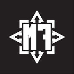 MF Logo monogram with rounded arrows shape design template