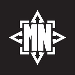 MN Logo monogram with rounded arrows shape design template
