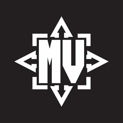 MV Logo monogram with rounded arrows shape design template