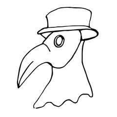 Single Venetian carnival mask. The mask of the plague doctor.  Mardi Gras festival, masquerade. Isolated on a white background. For a design element.