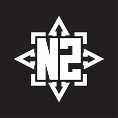 NZ Logo monogram with rounded arrows shape design template