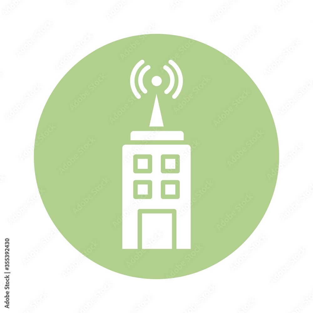 Poster building with antena communication online line style