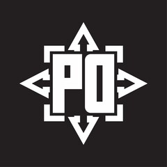 PD Logo monogram with rounded arrows shape design template