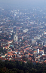 Obraz premium Zagreb Panorama with Cathedral of the Assumption of the Virgin Mary in Zagreb, Croatia