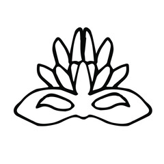 Fototapeta premium Single Venetian carnival mask. Mardi Gras festival, masquerade. Isolated on a white background. For a design element.Mask with feathers