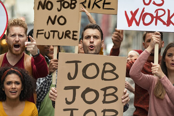 Unemployment strike and protest - obrazy, fototapety, plakaty