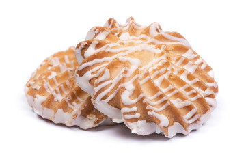 Group of cookies drizzled with white chocolate