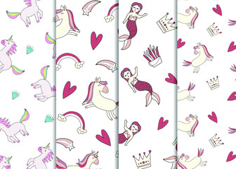 Cute unicorn pattern. Vector illustration