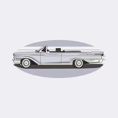 Obraz na płótnie Canvas Cartoon vector illustration vintage retro car classic