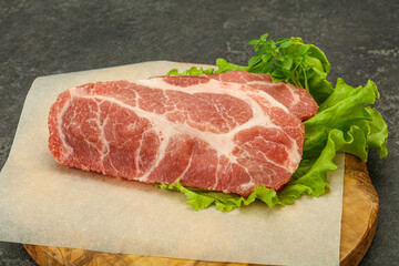 Raw pork meat neck steack