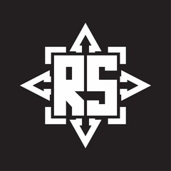 RS Logo monogram with rounded arrows shape design template