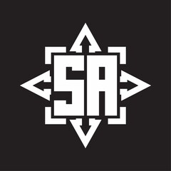 SA Logo monogram with rounded arrows shape design template