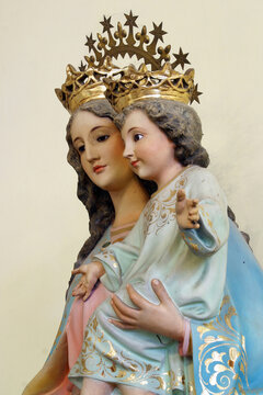 Mary Help of Christians, statue in Parish Church of the Sacred Heart of Jesus in Ivanovo Selo, Croatia