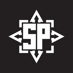 SP Logo monogram with rounded arrows shape design template