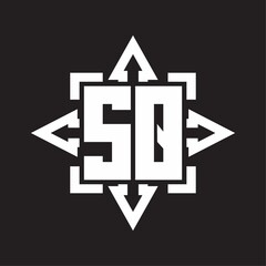 SQ Logo monogram with rounded arrows shape design template