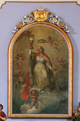 Fototapeta premium Altar of St. Barbara in the Church of the Visitation of the Virgin Mary in Cirkvena, Croatia