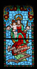 Our Lady of Kamenita Vrata stained glass at the Church of the Visitation of the Virgin Mary in...