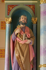 St. Peter's statue on the main altar at St. John the Baptist Church in Sveti Ivan Zabno, Croatia