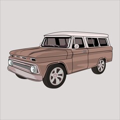 Cartoon vector illustration classic retro vintage car
