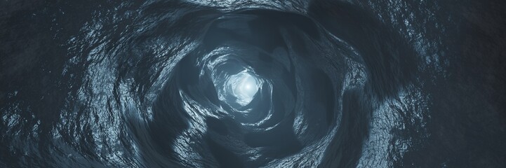 Sci-fi Dark Caves Underground tunnel atmosphere and dust Scary panorama animation 3d rendering