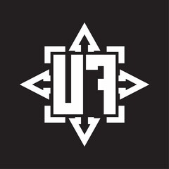UF Logo monogram with rounded arrows shape design template