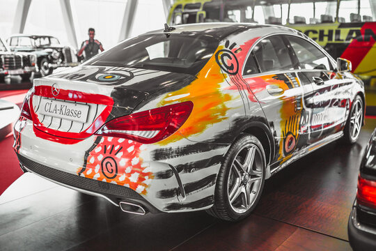 Stuttgart, Germany - February 06, 2020: Mercedes-Benz Museum - Mercedes-Benz CLA StreetStyle designed by Cro