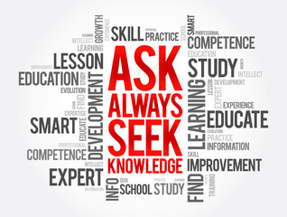 ASK - Always Seek Knowledge word cloud, education business concept background