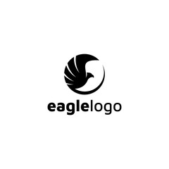 Eagle logo design vector template negative space. creative wild bird falcon hawk logotype concept icon