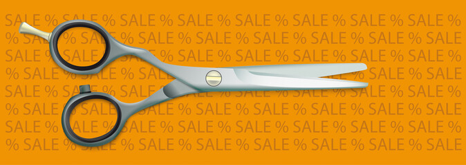 Scissors Percents Sale Text Orange Header