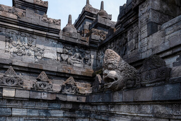 Statues and Stupas of the Borobudur Temple, West Java, Indonesia (750AD)