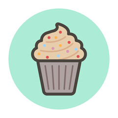 Cake-basket with cream. Vector flat style