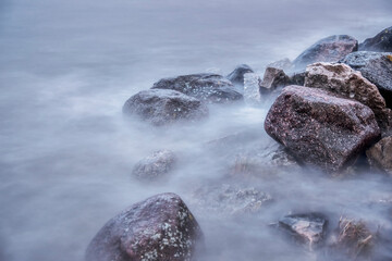 mystery blue water and stones