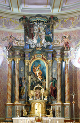 Main altar in the parish church of Saint George in Gornja Stubica, Croatia