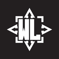 WL Logo monogram with rounded arrows shape design template
