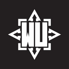 WU Logo monogram with rounded arrows shape design template