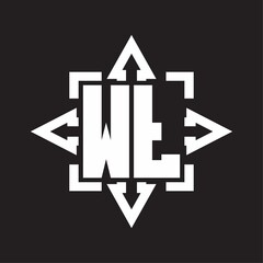 WT Logo monogram with rounded arrows shape design template
